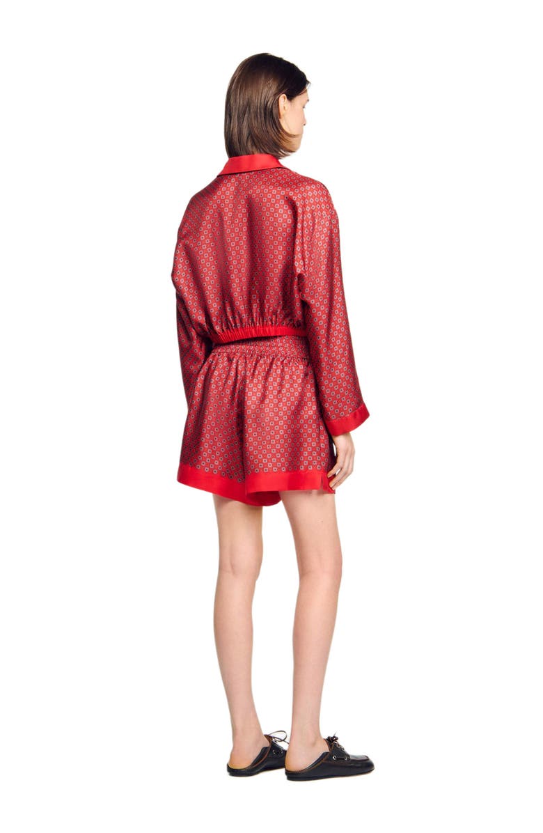 SANDRO Scarf print shorts, Alternate, color, Red / Pink