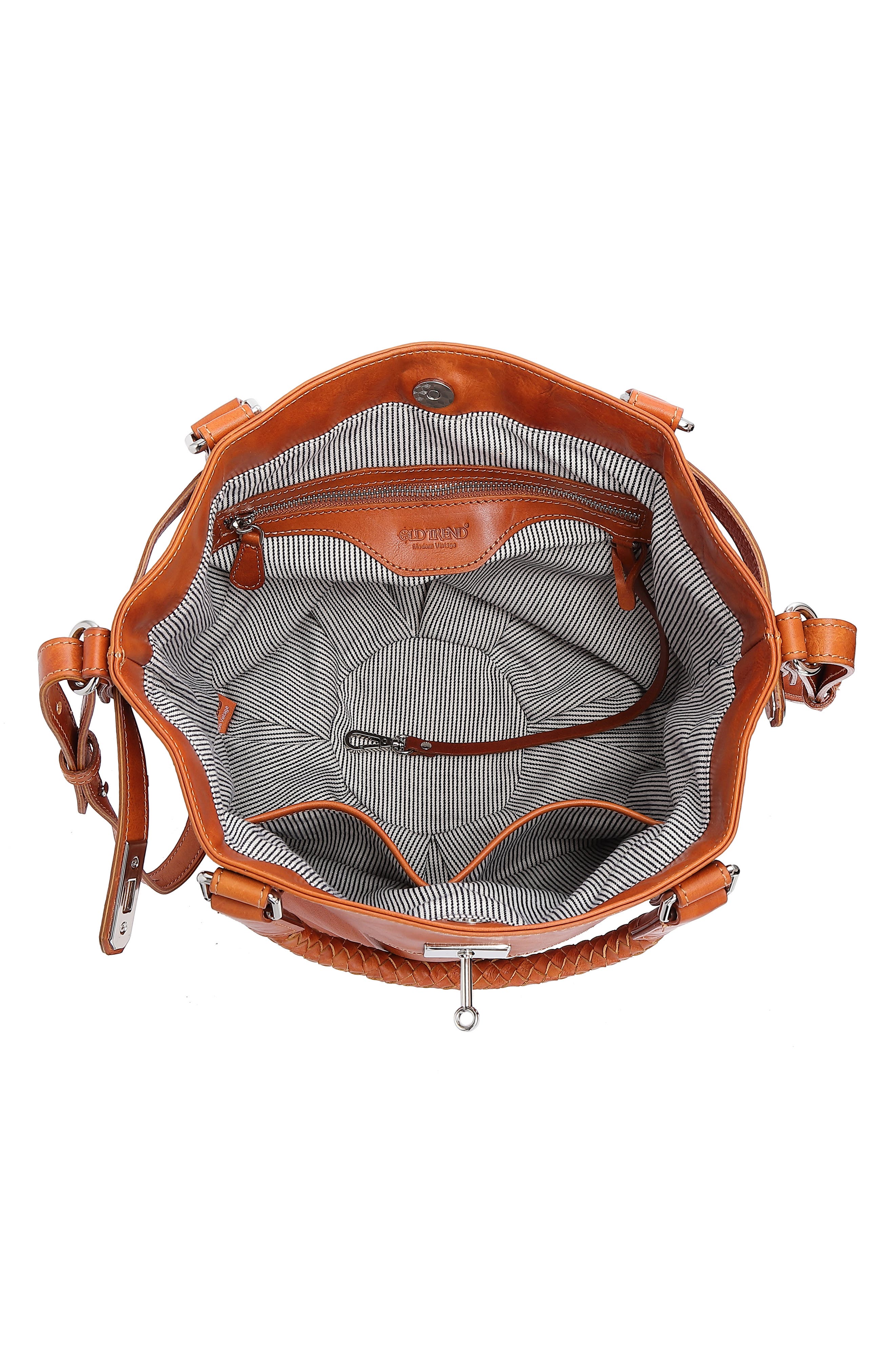 Leather Pumpkin Bucket Bag, Alternate, color, COGNAC