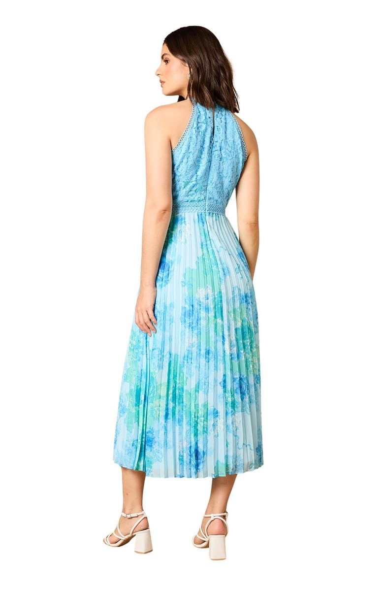 Oasis Printed Lace Mix Halterneck Midi Dress, Alternate, color, Floral