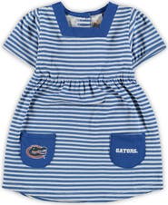 LITTLE KING Girls Toddler Royal Florida Gators Striped Dress with Pockets