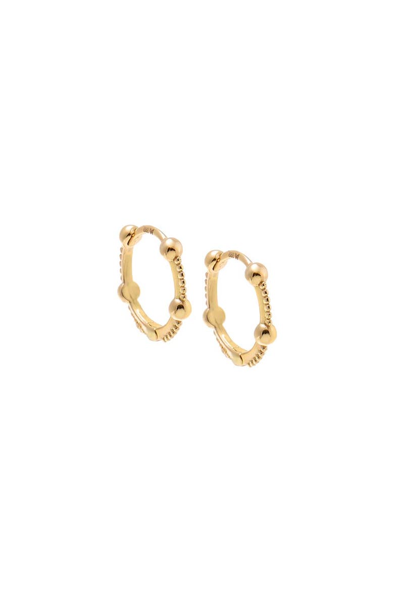 Ball X Beaded Mini Huggie Earring 14K, Main, color, 14K Gold