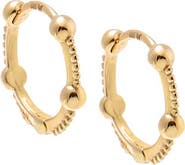 BY ADINA EDEN Ball X Beaded Mini Huggie Earring 14K