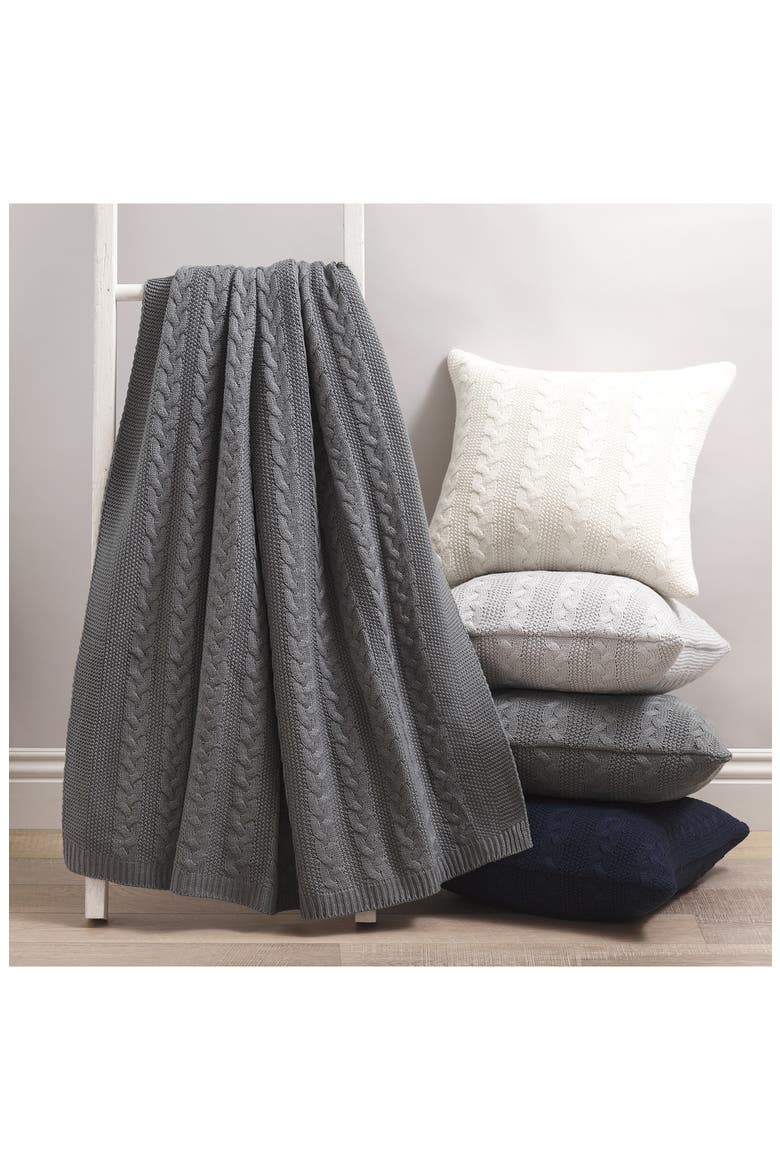 Cable Knit Throw, Alternate, color, GREY