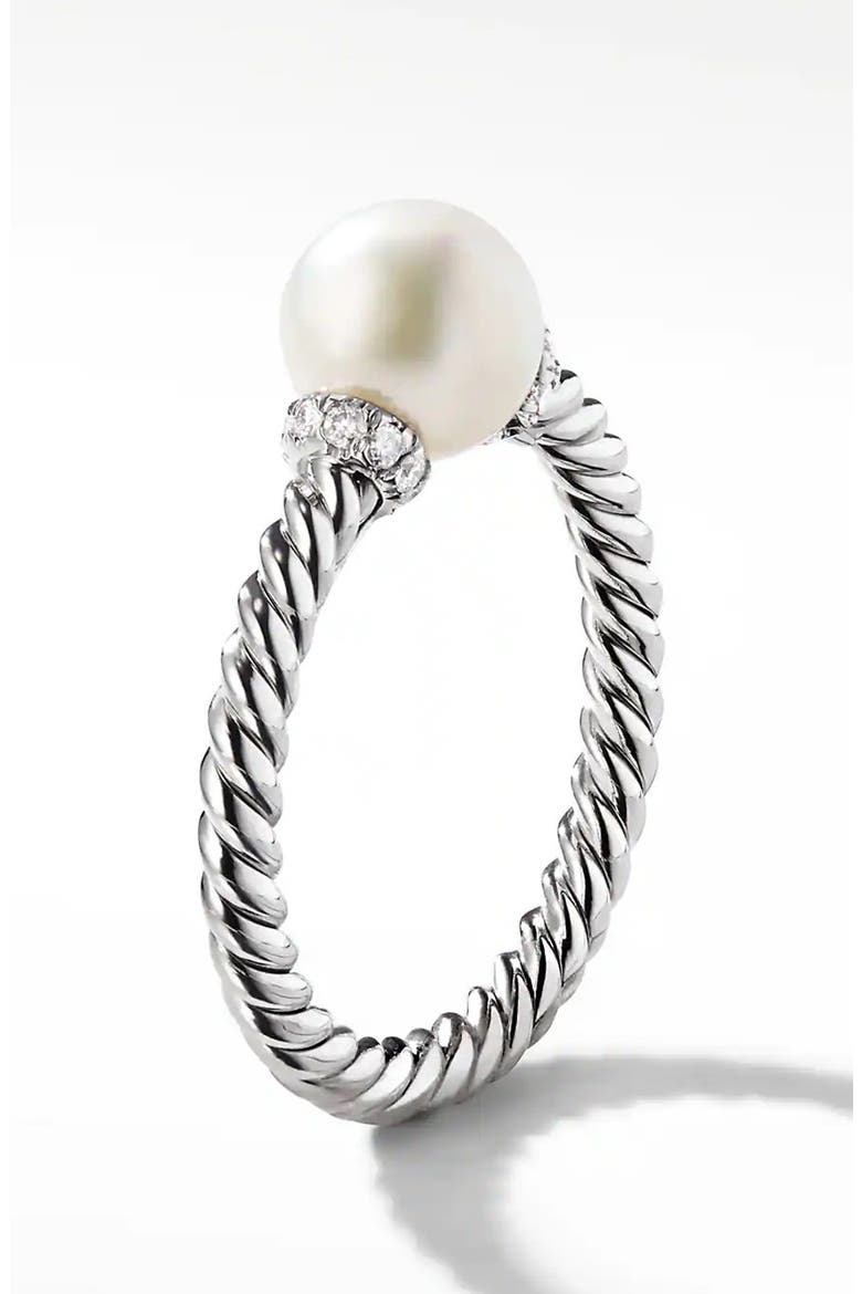 Solari Station Ring with Pearl & Diamonds in 18K Gold, Alternate, color, WHITE GOLD/ DIAMOND/ PEARL