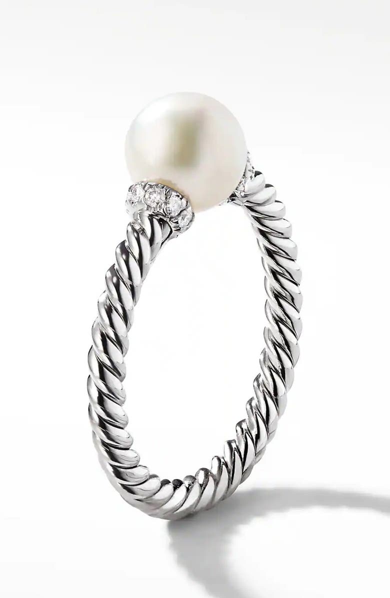 David Yurman Solari Station Ring with Pearl & Diamonds in 18K Gold, Alternate, color, 