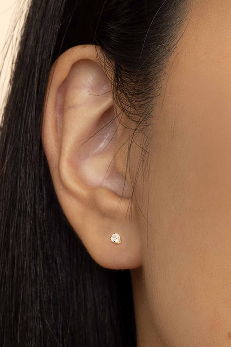 14K Yellow Gold Shine Bright Diamond Single Mini Stud, Alternate, color, Yellow Gold