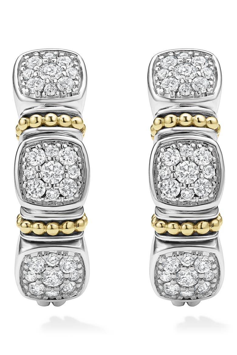 Rittenhouse Diamond Pavé Hoop Earrings , Alternate, color, SILVER