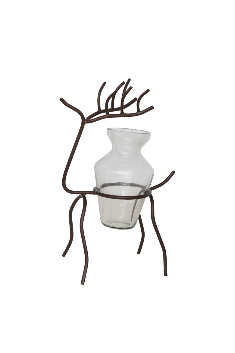 8.5" Glass Vase with Metal Stand, Main, color, Multicolor