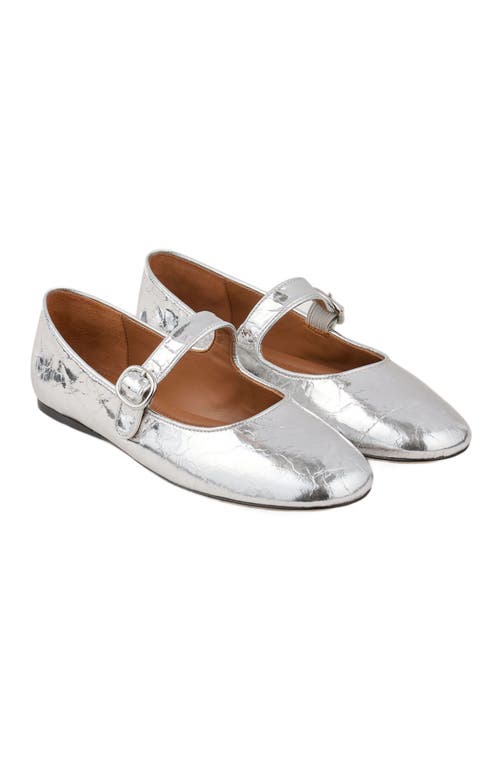 Sandro Womens  Crinkled-texture Metallic-leather Mary Jane Flats In Silver