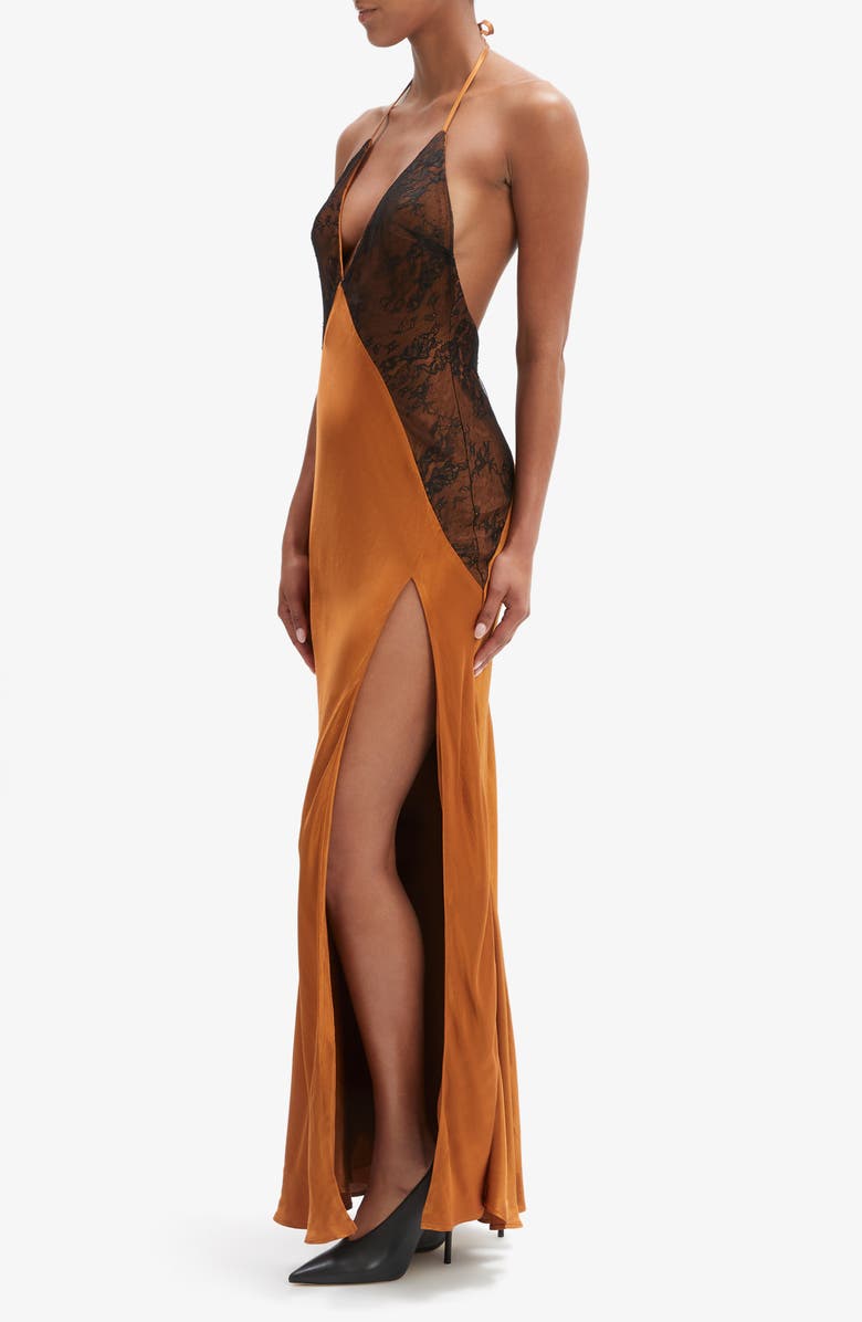 Bardot Estrella Halter Gown, Alternate, color, Toffee