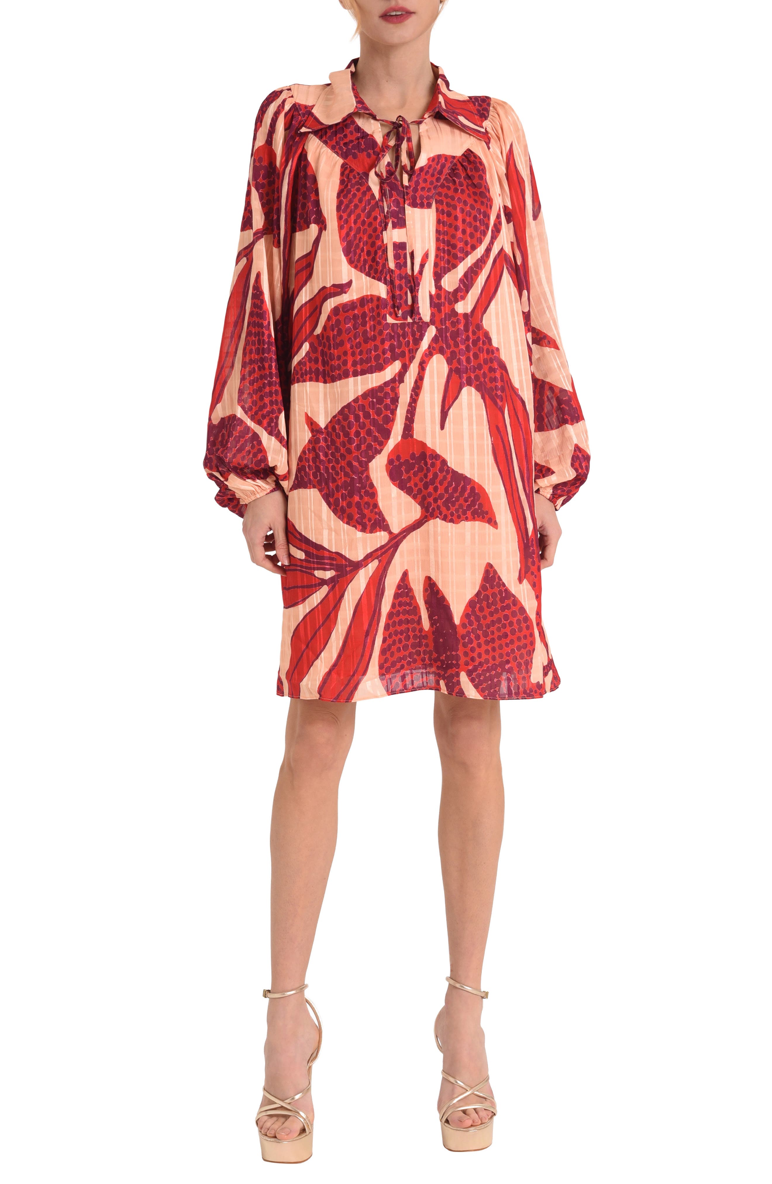 CIEBON Elisa Print Long Sleeve Shirtdress