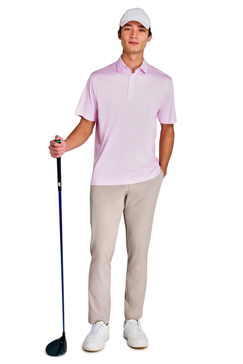 Regular Fit Flower Chain Recycled Performance Golf Polo, Alternate, color, BLUE/PINK
