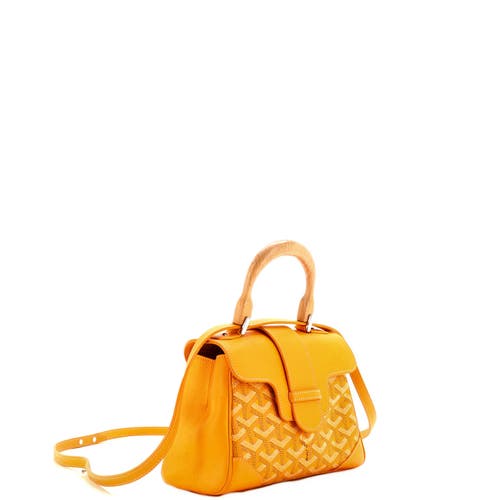 Pre-owned Goyard  Goyard Saigon Top Handle Bag Coated Canvas With Leather Mini In Yellow
