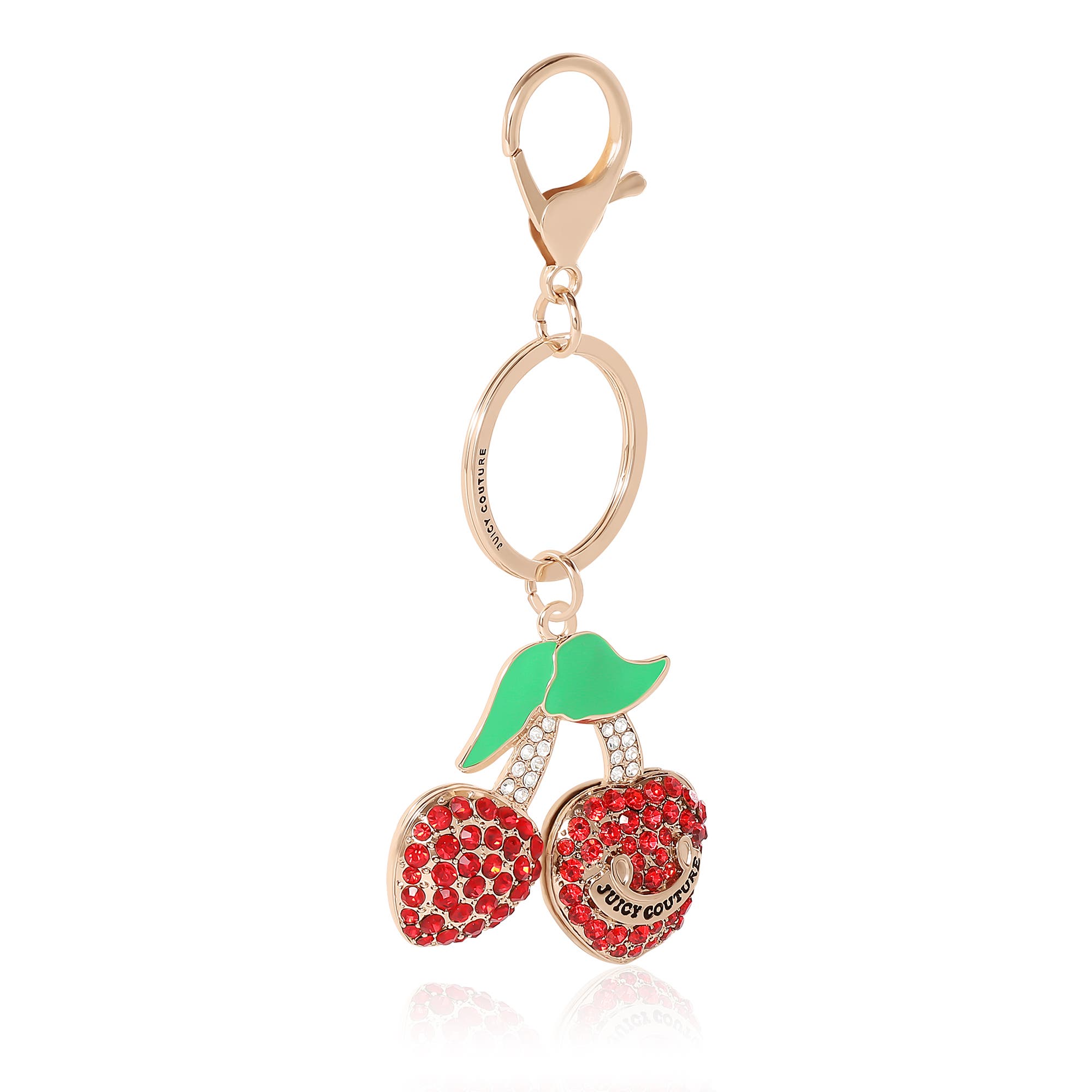 Juicy Couture Cherry Pave Charm Keychain, Alternate, color, Red, Gold