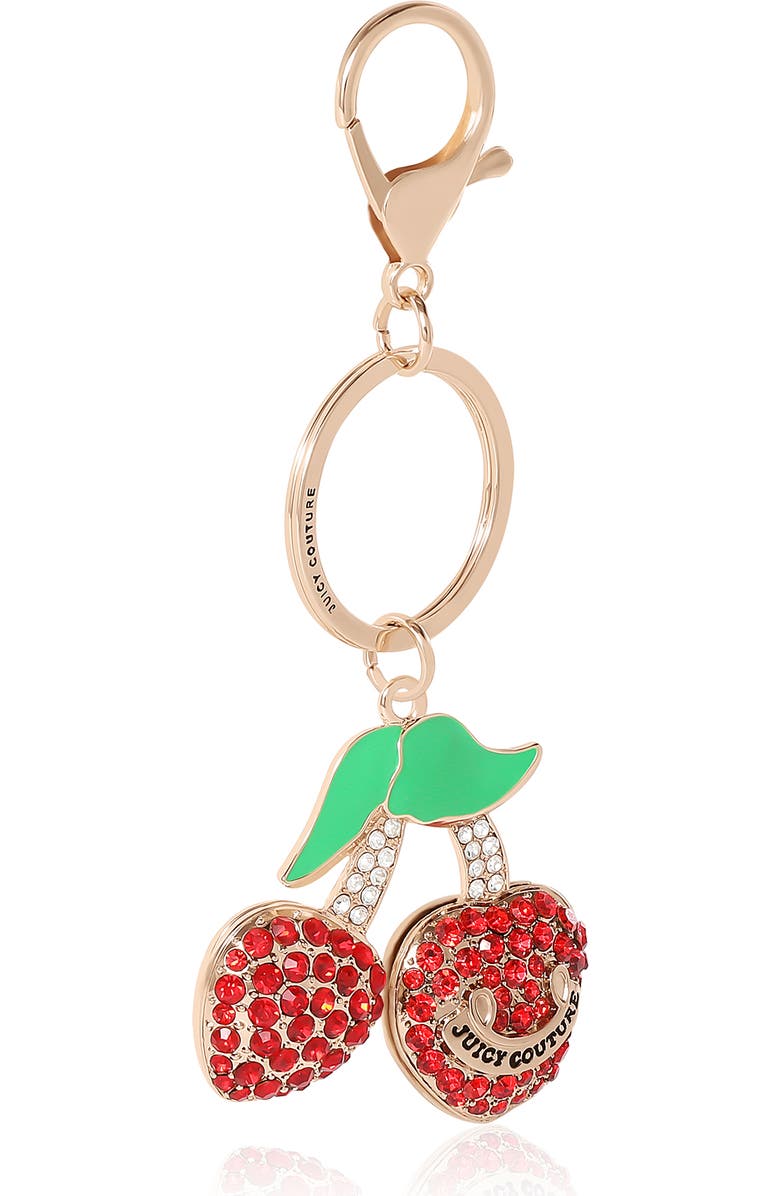 Juicy Couture Cherry Pave Charm Keychain, Alternate, color, Red, Gold