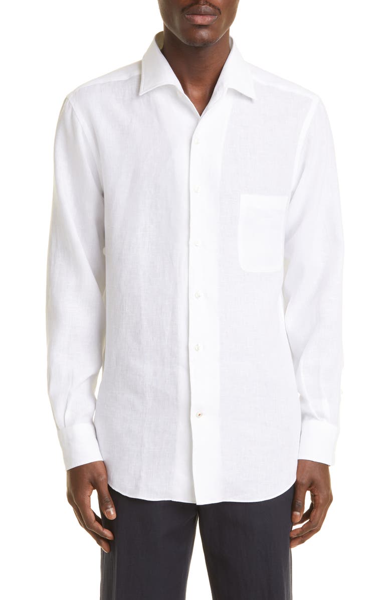 Loro Piana Andre Arizona Linen Button-Up Shirt, Main, color,