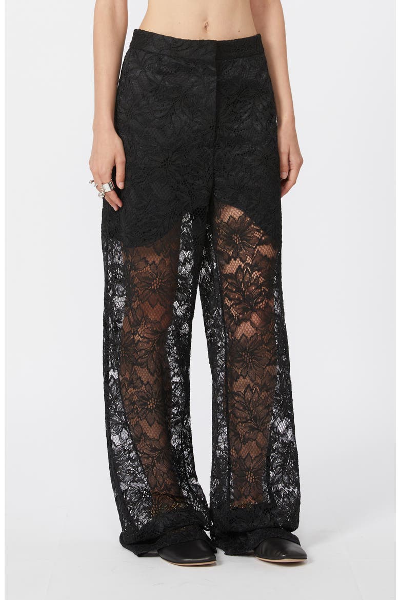 Lace Wide Leg Pants, Main, color, BLACK