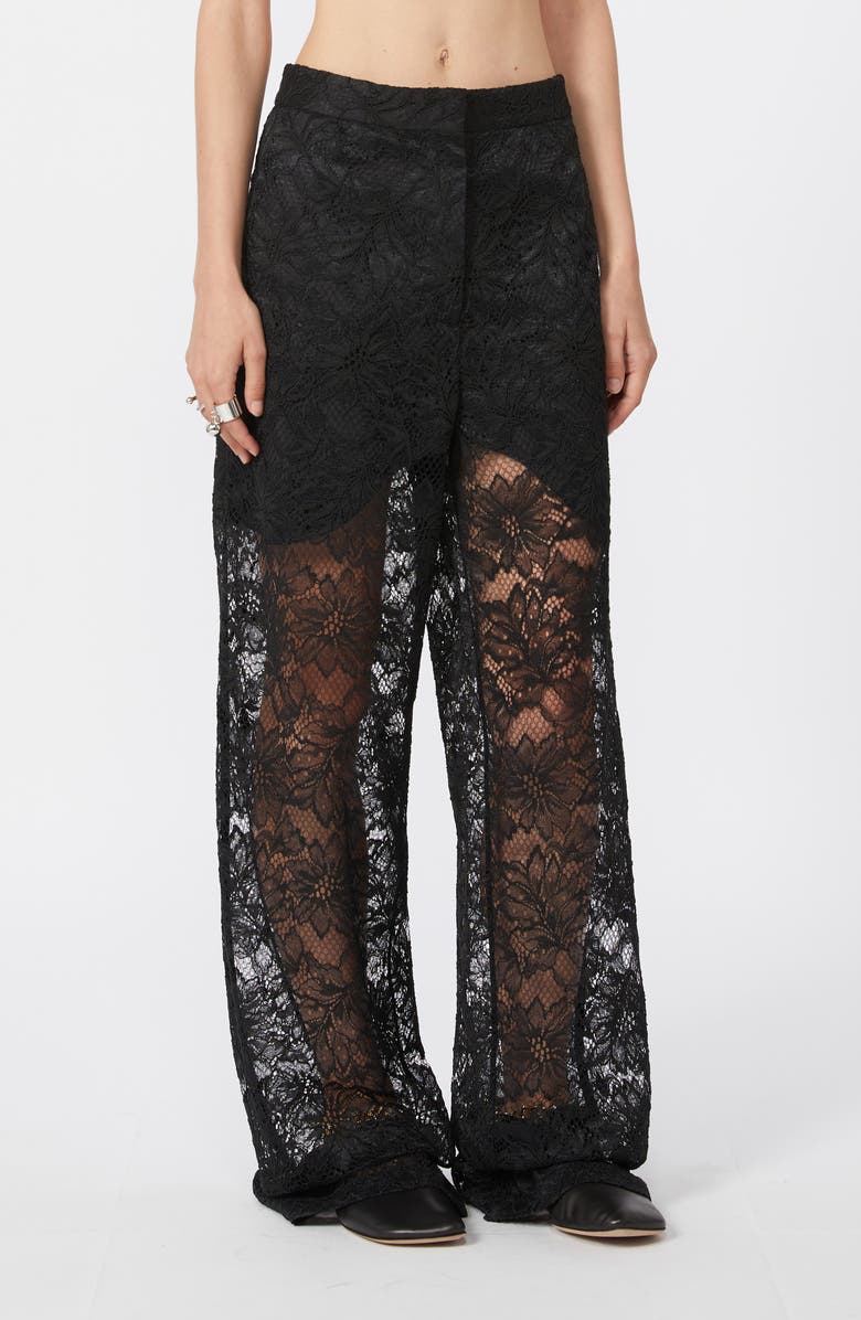 SPORTMAX Lace Wide Leg Pants, Main, color, Black