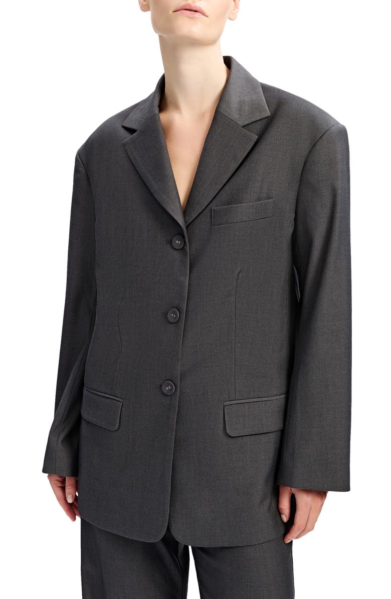 Bardot Akia Oversize Blazer, Main, color, Dark Charcoal