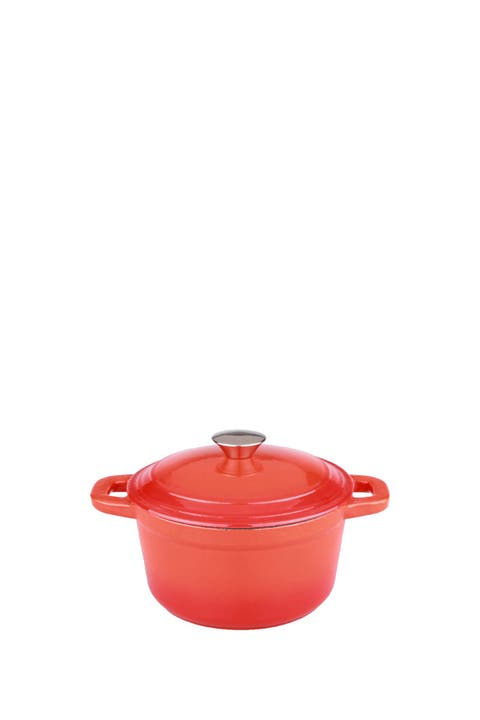 3 Qt Cast Iron Covered Stockpot - Orange