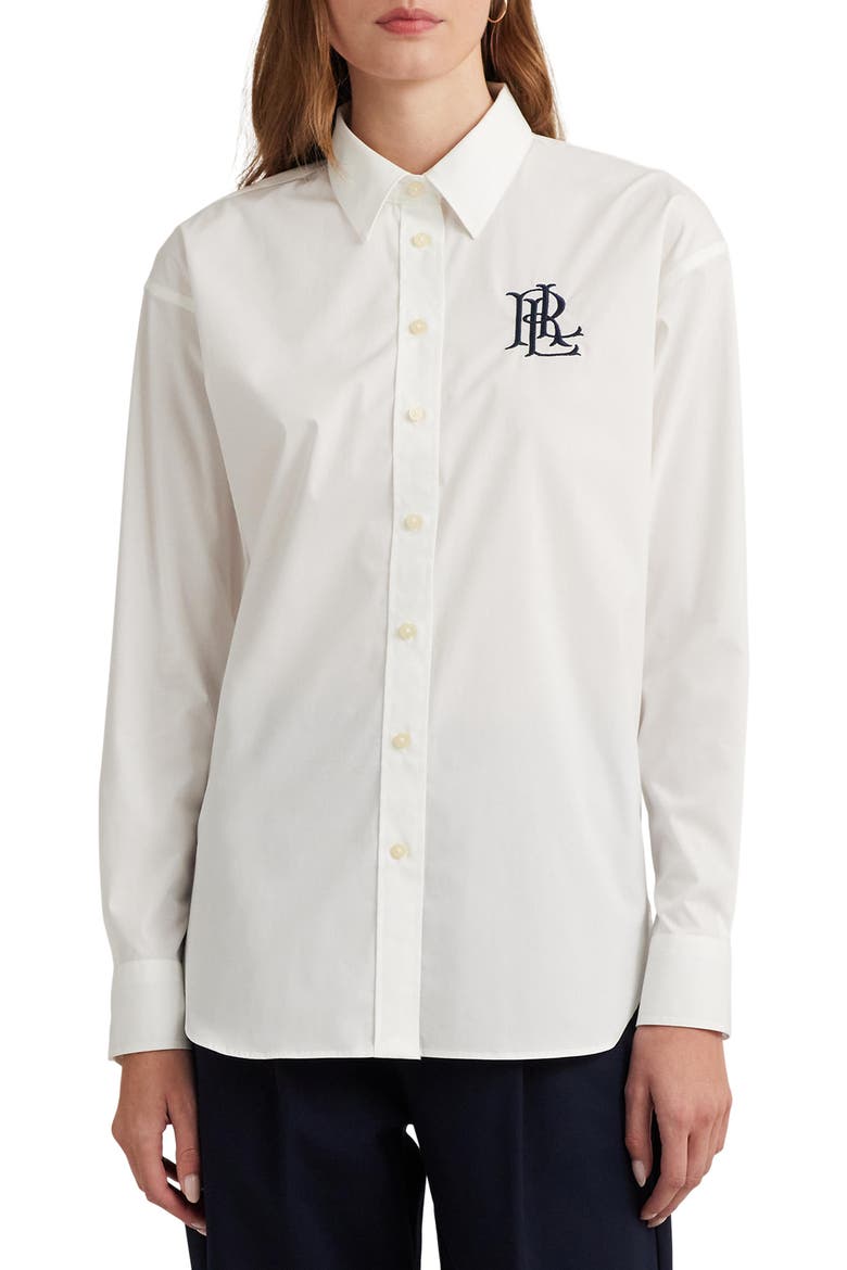 Relaxed Fit Stretch Cotton Shirt, Main, color, WHITE
