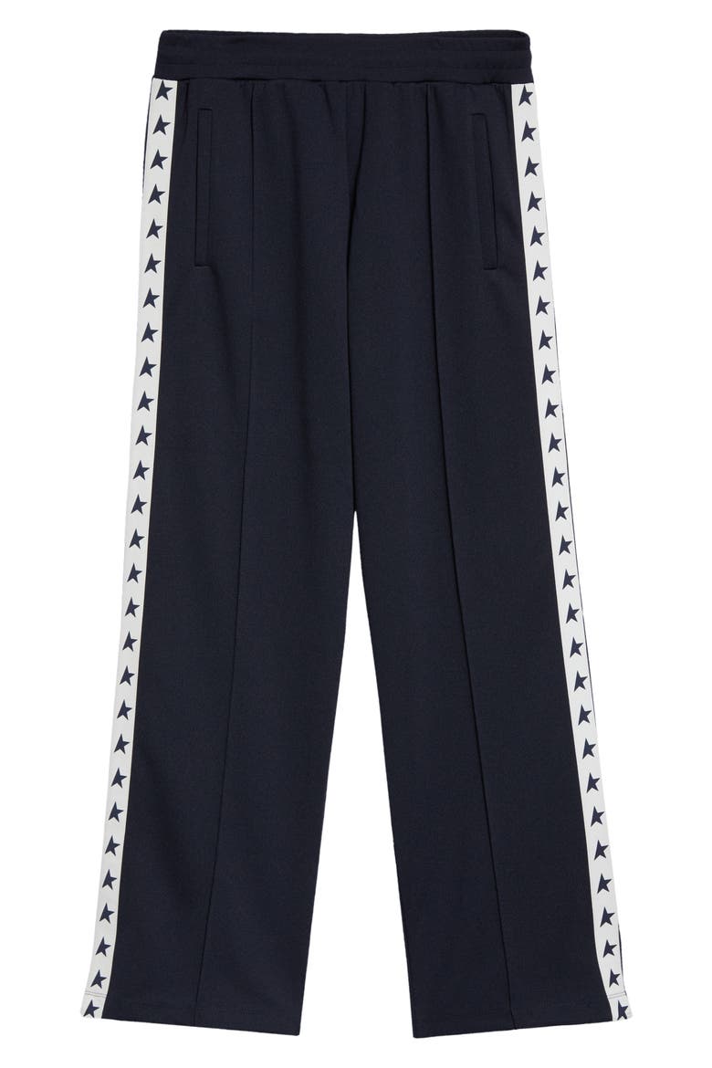 Isaac Star Logo Tape Wide Leg Track Pants, Alternate, color, DARK BLUE/ WHITE