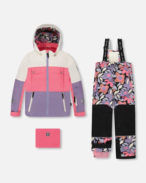 Deux Par Deux Two-piece Teknik Snowsuit Retro Flower In Multi