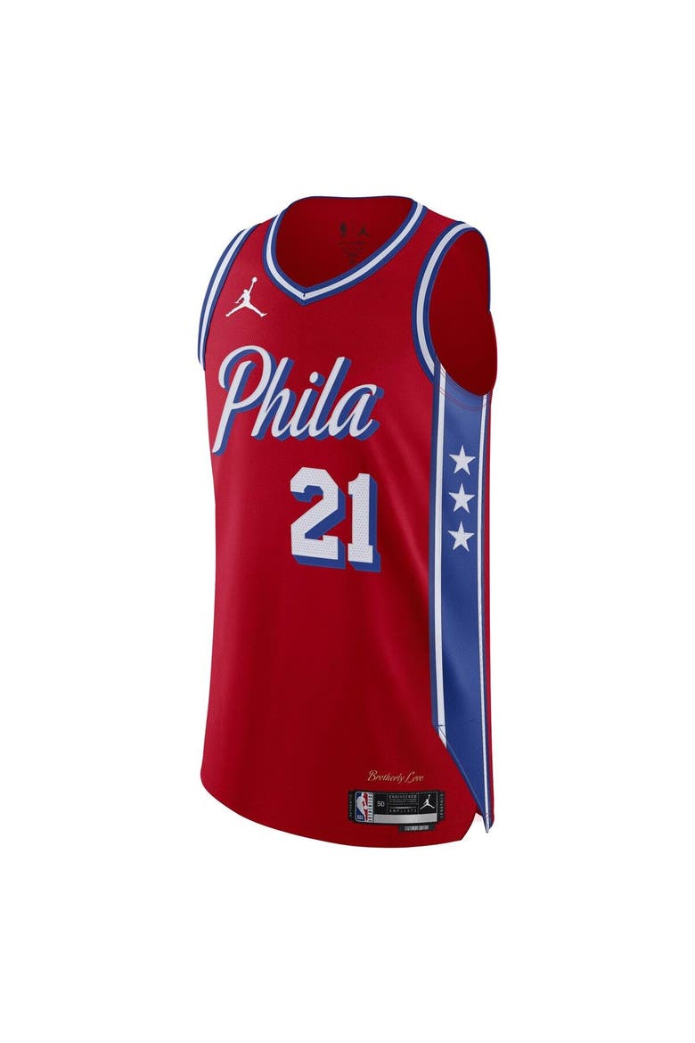 Men's Jordan Brand Joel Embiid Red Philadelphia 76ers Authentic Player Jersey - Statement Edition, Alternate, color, Red