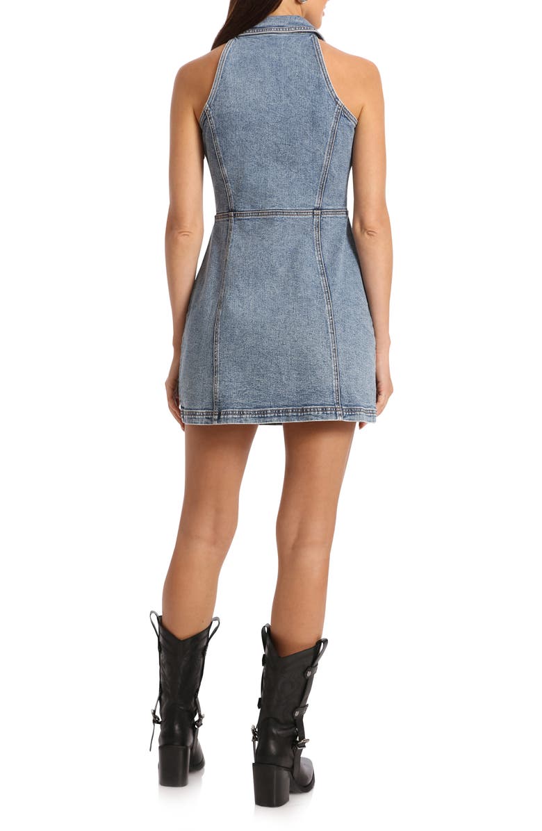 Avec Les Filles Sleeveless Denim Halter Minidress, Alternate, color, 