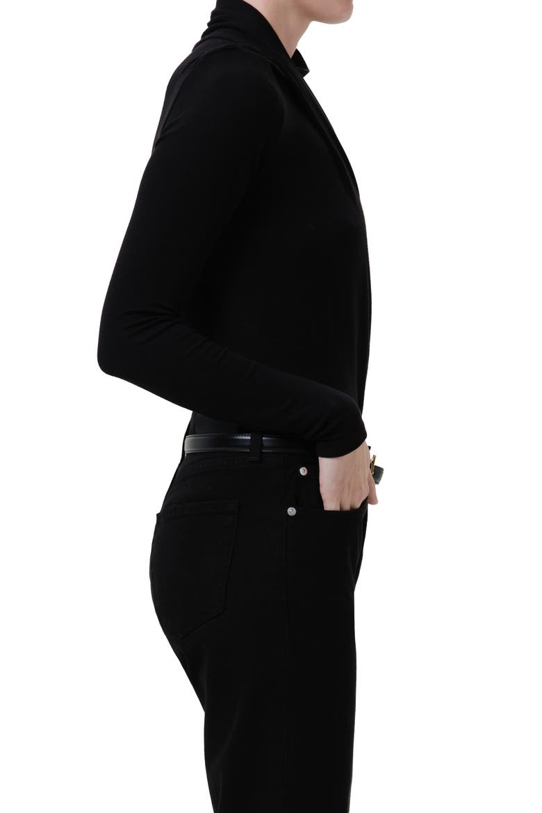 Sculptural Long Sleeve Bodysuit, Alternate, color, BLACK