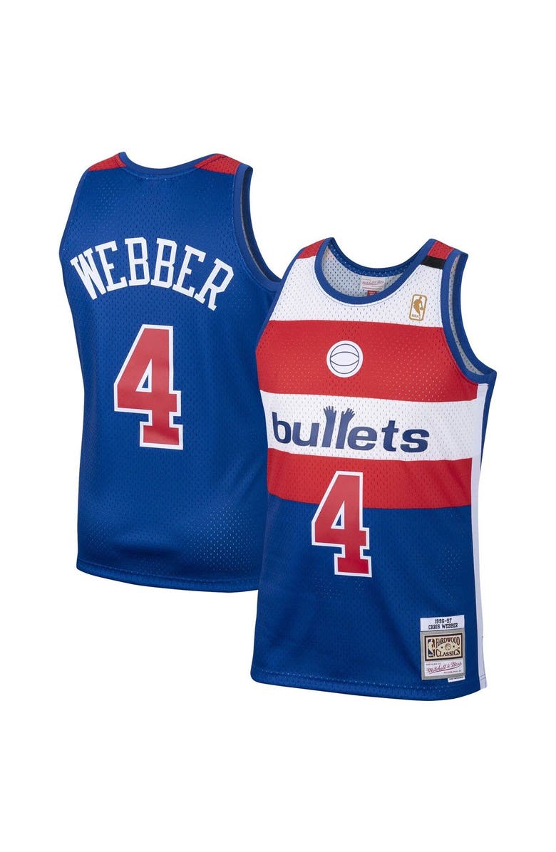 Mitchell & Ness Men's Mitchell & Ness Chris Webber Royal Washington Bullets 2001/02 Hardwood Classics Swingman Jersey, Main, color, 