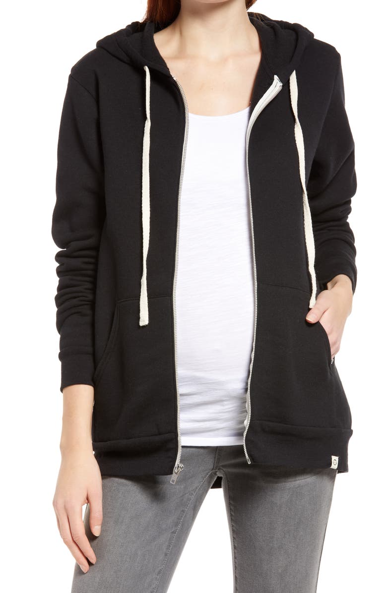 Bun Maternity Mama Fleece Maternity Zip Hoodie, Main, color, 