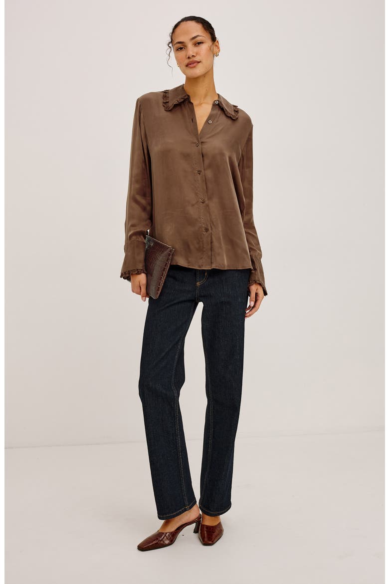 Beatrix Lace Trim Long Sleeve Shirt, Alternate, color, CINNAMON