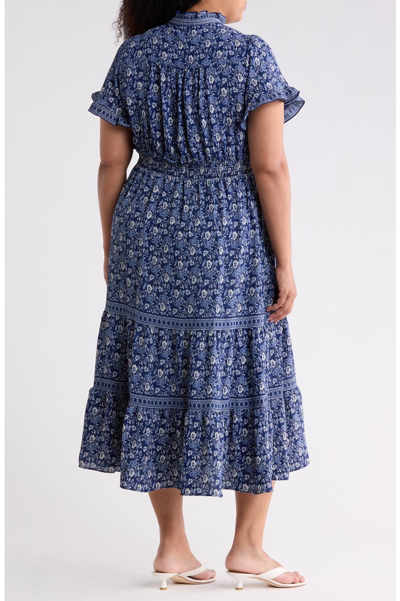 Flutter Sleeve Tiered Maxi Dress, Alternate, color, NAVY