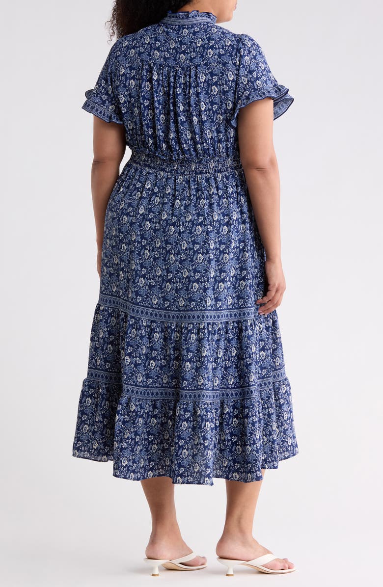 MAX STUDIO Flutter Sleeve Tiered Maxi Dress, Alternate, color, Navy