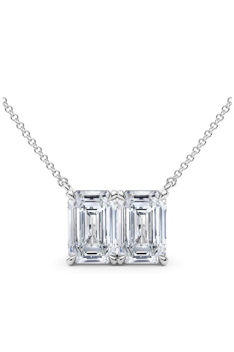 Lab Grown Diamond Twin Emerald Cut Pendant Necklace, Alternate, color, 18K WHITE GOLD