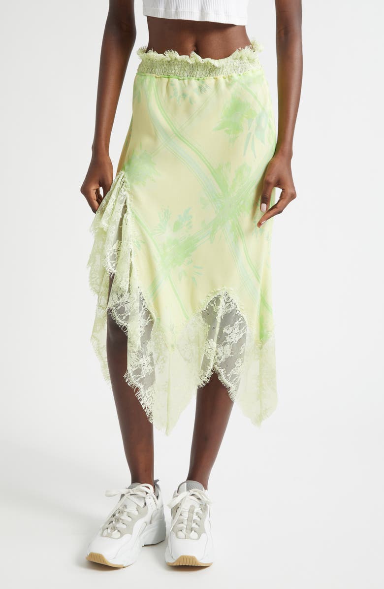 Collina Strada Lemon Picnic Waterlily Asymmetric Crepe Midi Skirt, Main, color, Lemon Picnic