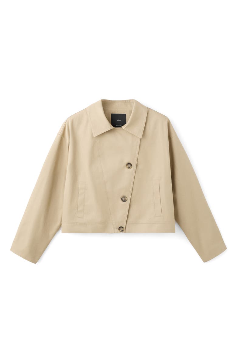 MANGO TEEN Asymmetric Crop Trench Coat, Alternate, color, Beige