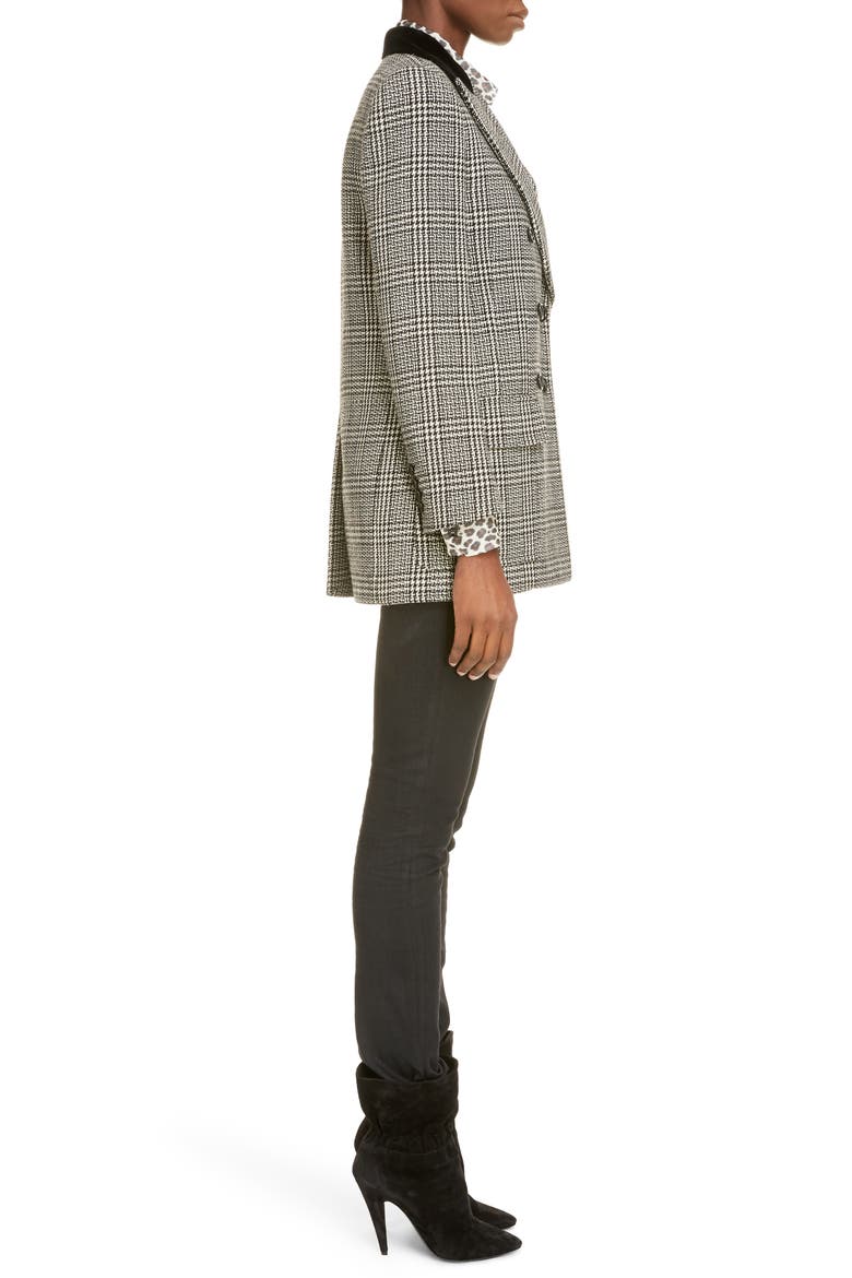 Double Breasted Wool Tweed Blazer, Alternate, color, NOIR CRAIE
