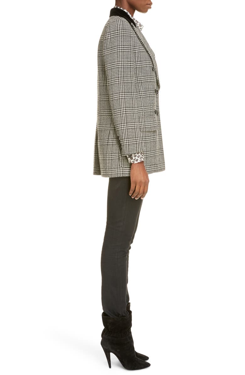 Saint Laurent Double Breasted Wool Tweed Blazer, Alternate, color,