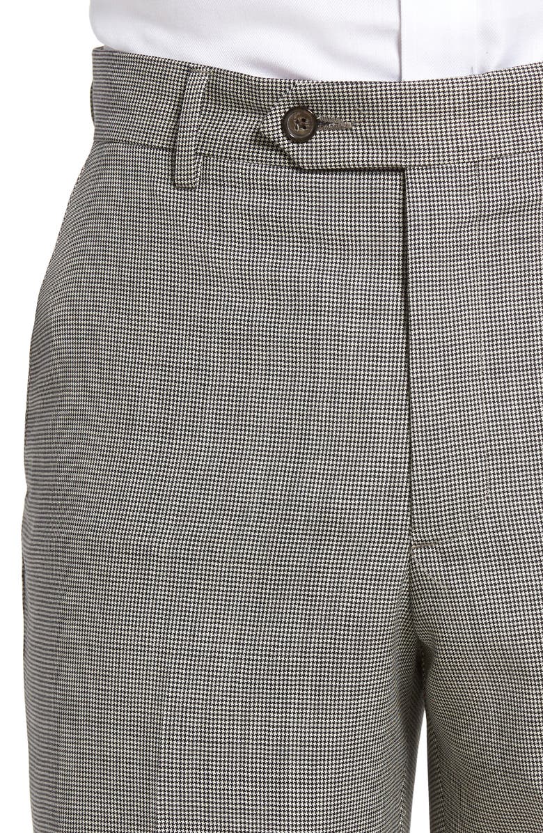 Berle Flat Front Houndstooth Wool Trousers, Alternate, color, Charcoal