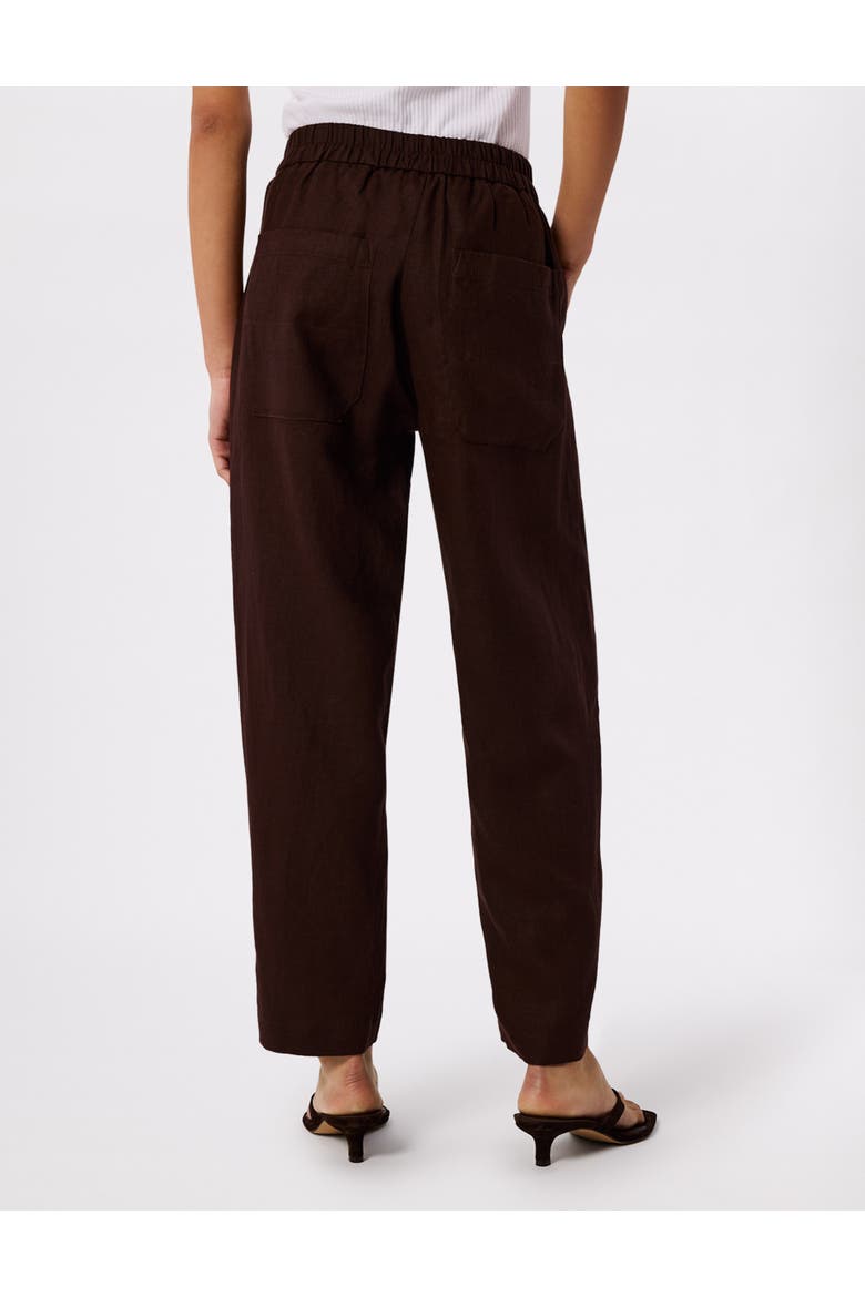 Linen Barrel Leg Trouser, Alternate, color, Brown