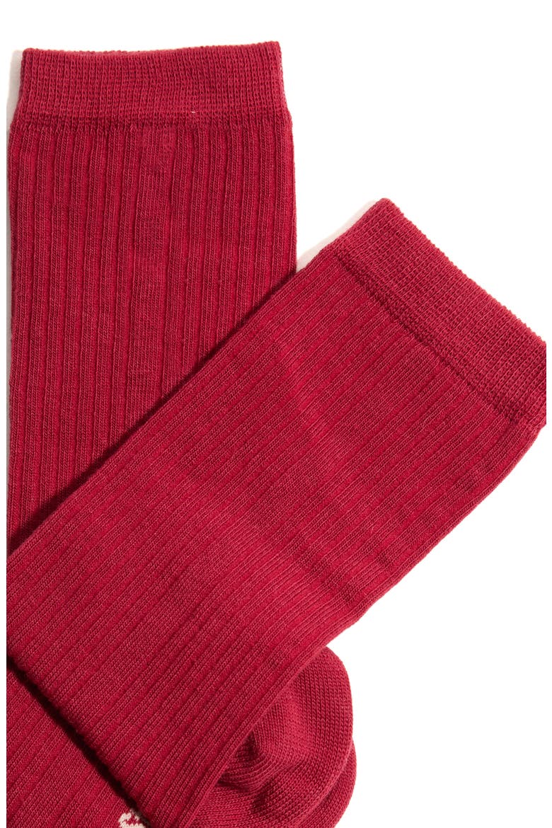 Cotton & Cashmere Blend Crew Socks, Alternate, color, RED