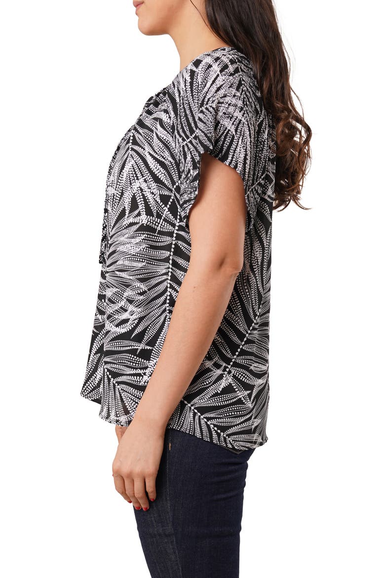 Tie Front Short Sleeve Top, Alternate, color, SARAH DOT