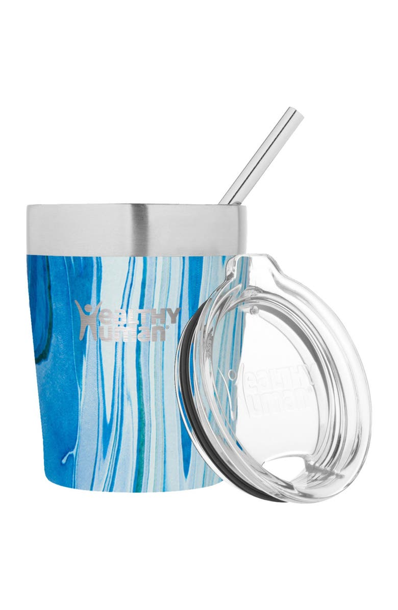 Healthy Human Stainless Steel Tumbler with Straw 12oz Ocean Tide, Main, color, Blue