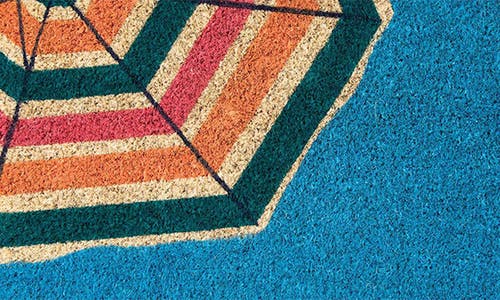 Entryways Umbrella Stripes Coir Doormat In Blue