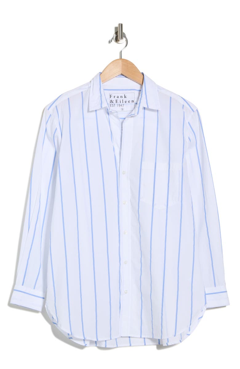 Frank & Eileen Joedy Boyfriend Stripe Button-Up Shirt, Main, color, Wide White Blue Stripe