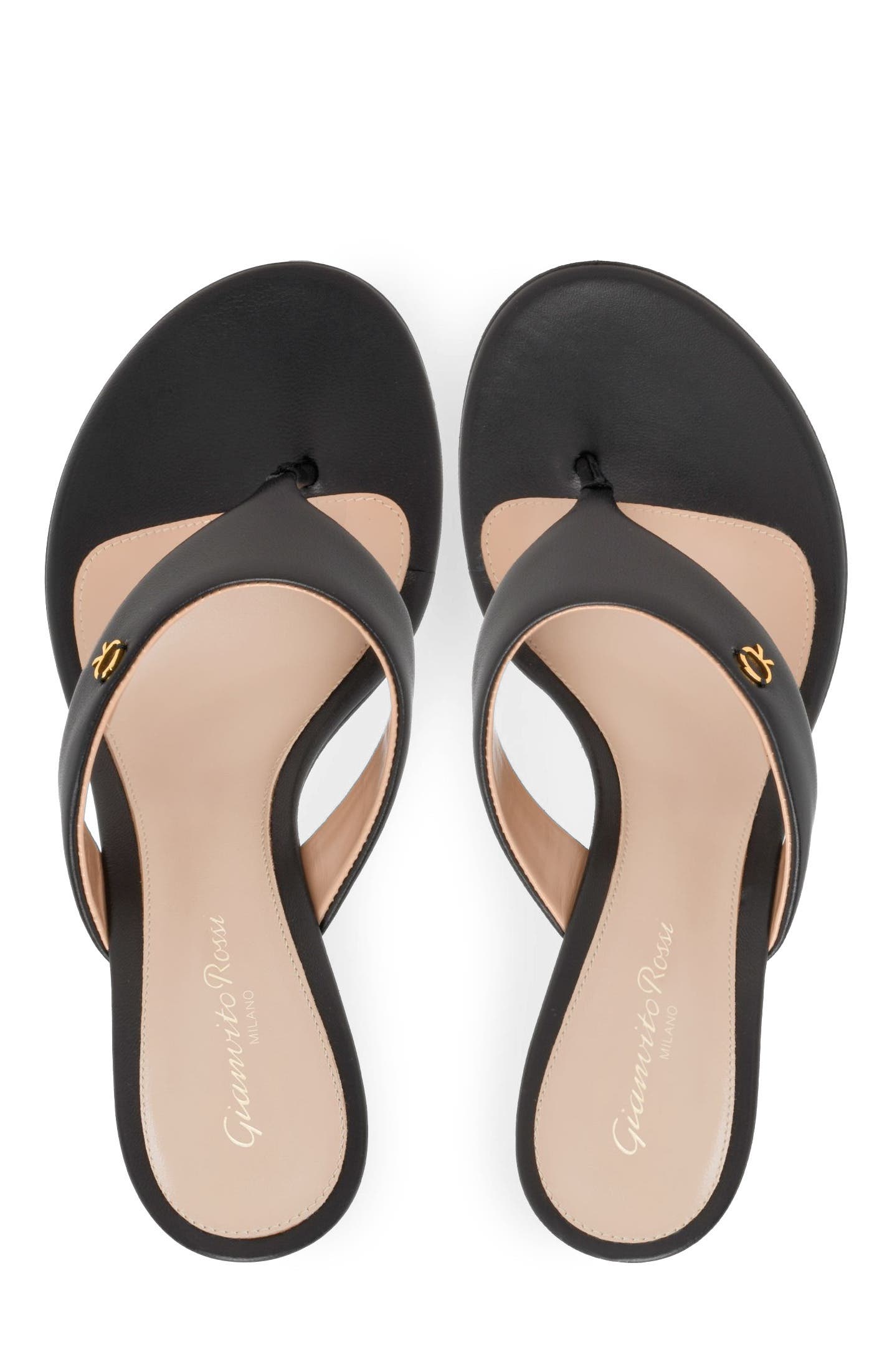 Gianvito Rossi Ascent Thong 55 Sandals, Alternate, color, Black