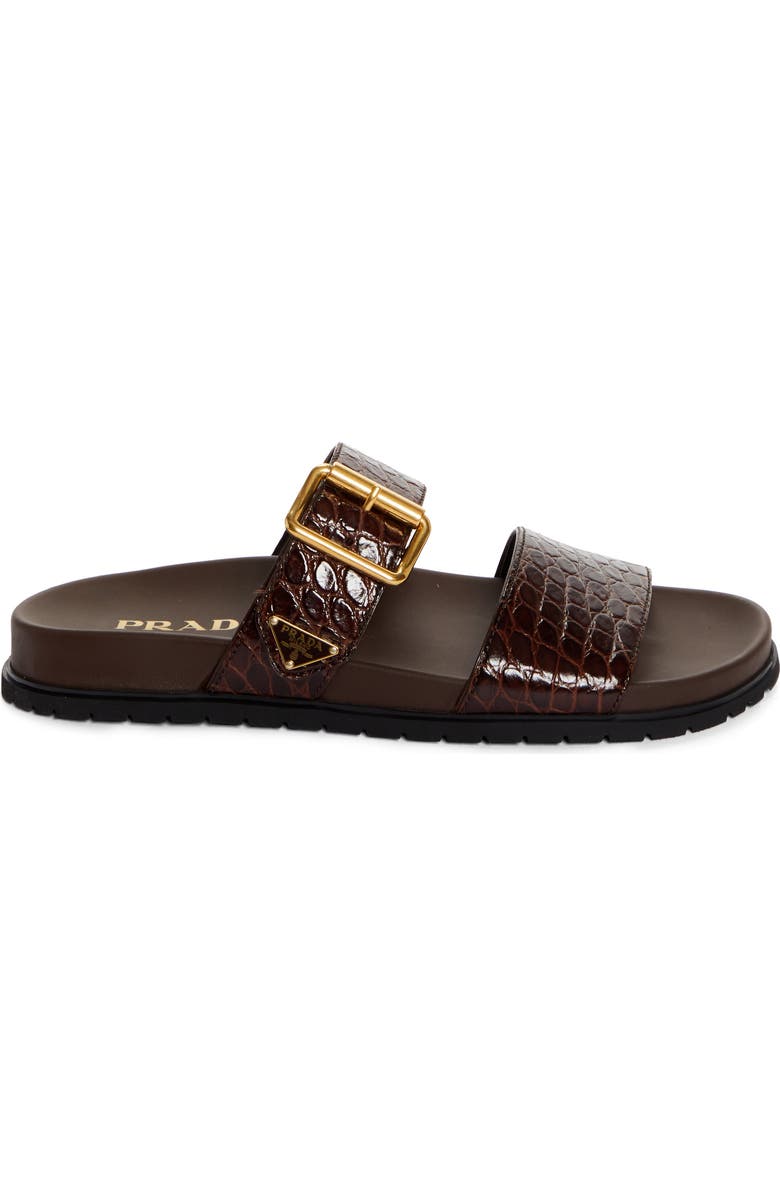 Prada Logo Double Band Slide Sandal, Alternate, color, Cacao