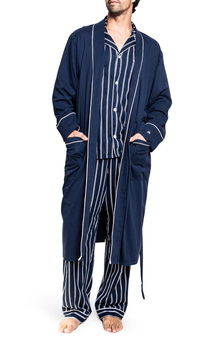 Petite Plume Men's Luxe Pima Cotton Robe, Main, color, Navy